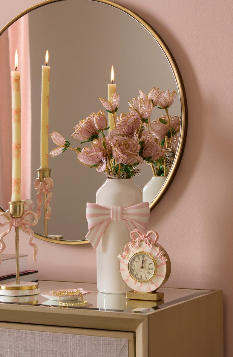 MACKENZIE CHILDS Rosy Bow Vase, Alternate, color, Rosy