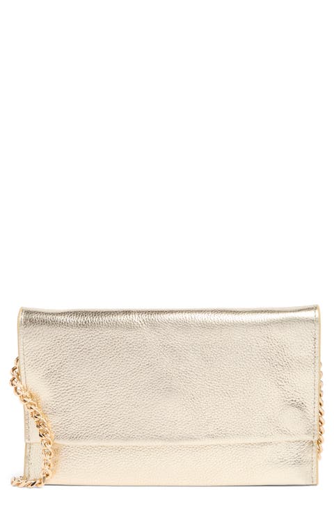 Lou Metallic Leather Convertible Clutch