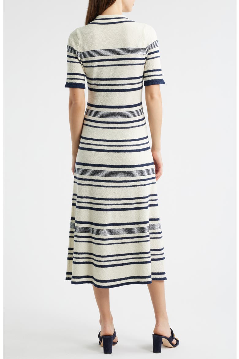 Stripe Midi Polo Sweater Dress, Alternate, color, NAVY