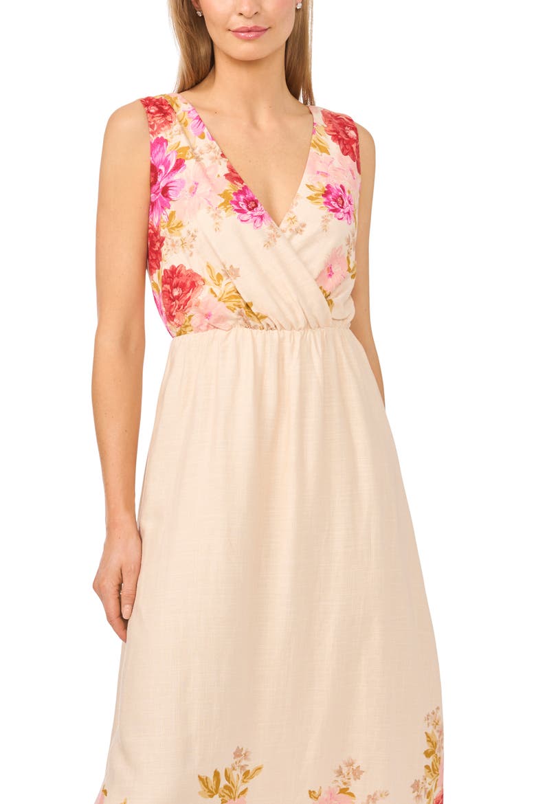 Print Sleeveless Back Tie Maxi Dress, Alternate, color, BUTTERCREAM