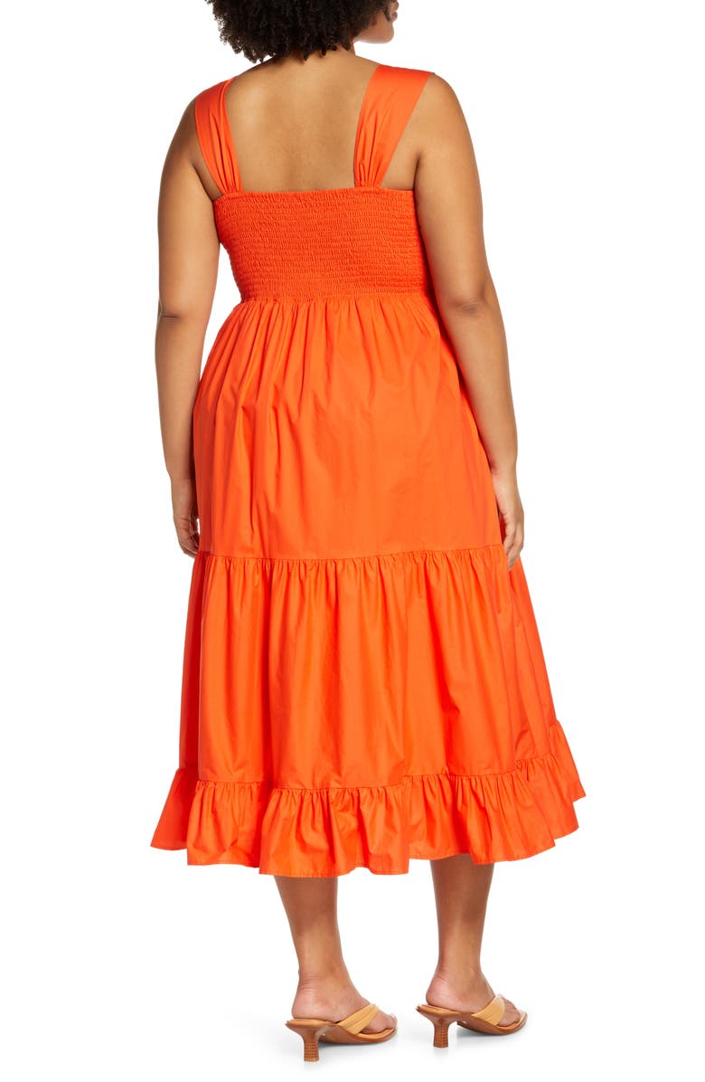 Halogen<sup>®</sup> Smocked Tiered Cotton Midi Dress, Alternate, color,
