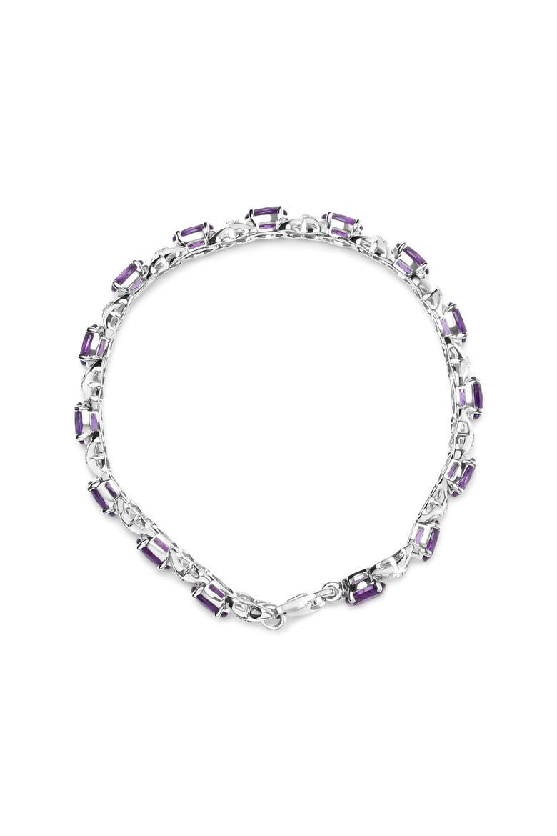 Silver Amethyst & Diamond Accent X-Link Bracelet, Alternate, color, White