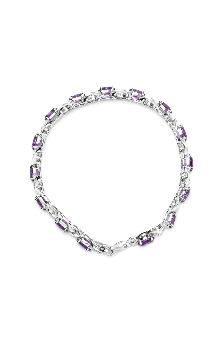 Haus of Brilliance Silver Amethyst & Diamond Accent X-Link Bracelet, Alternate, color, White