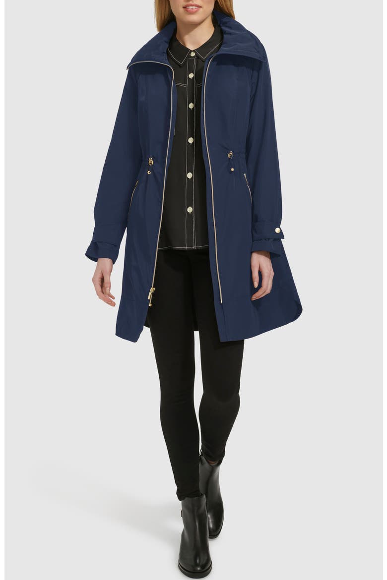 Travel Packable Hooded Rain Jacket, Main, color, INDIGO