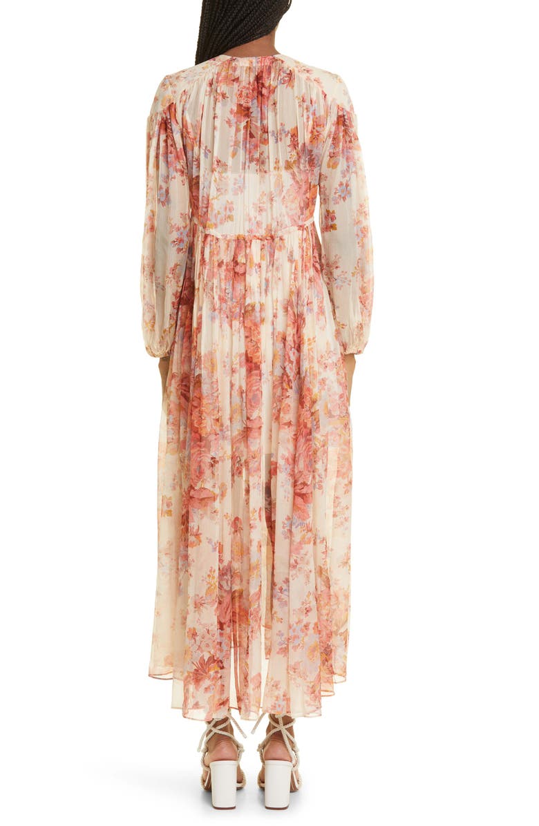 Zimmermann Devi Gathered Yoke Long Sleeve Chiffon Maxi Dress, Alternate, color, 