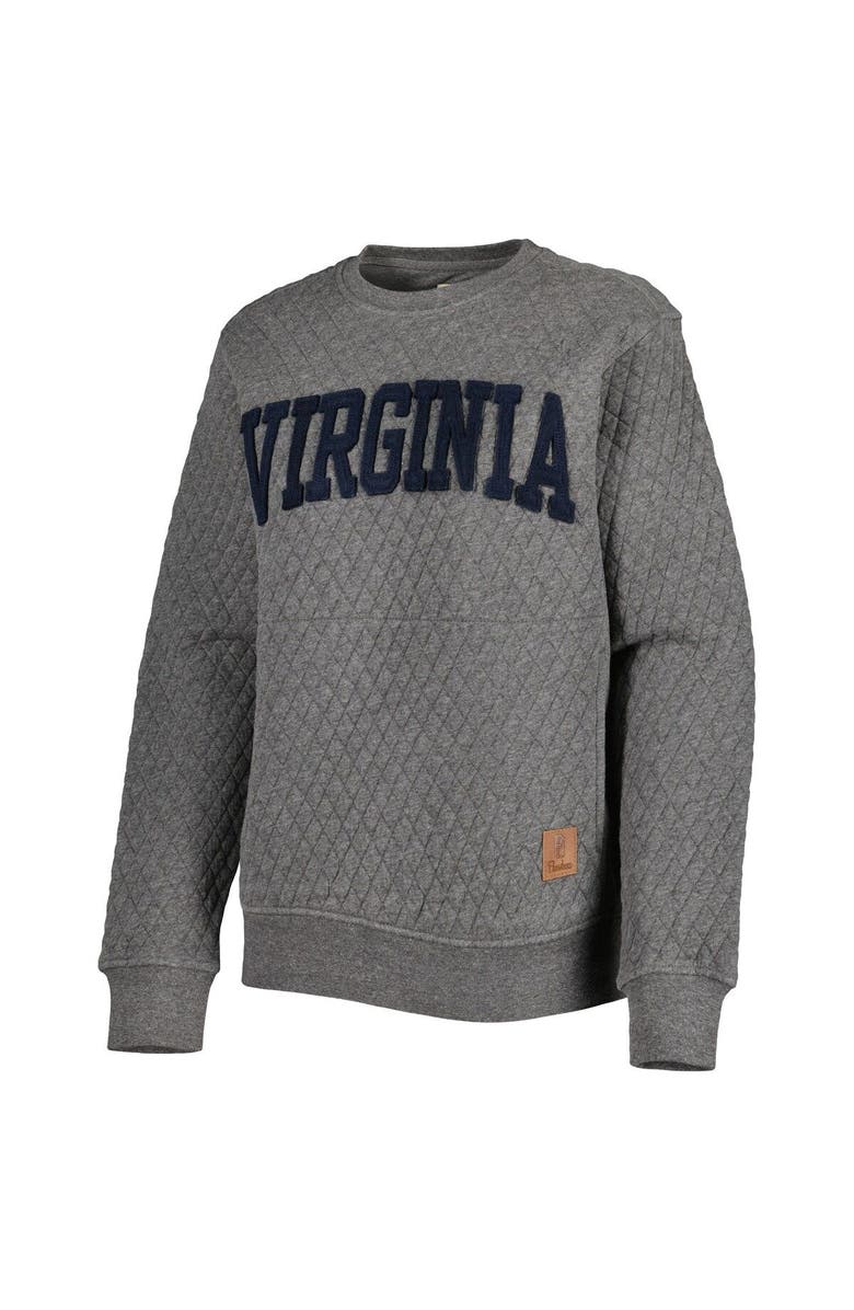PRESSBOX Women's Pressbox Heather Charcoal Virginia Cavaliers Moose Quilted Pullover Sweatshirt, Alternate, color, Heather Gray