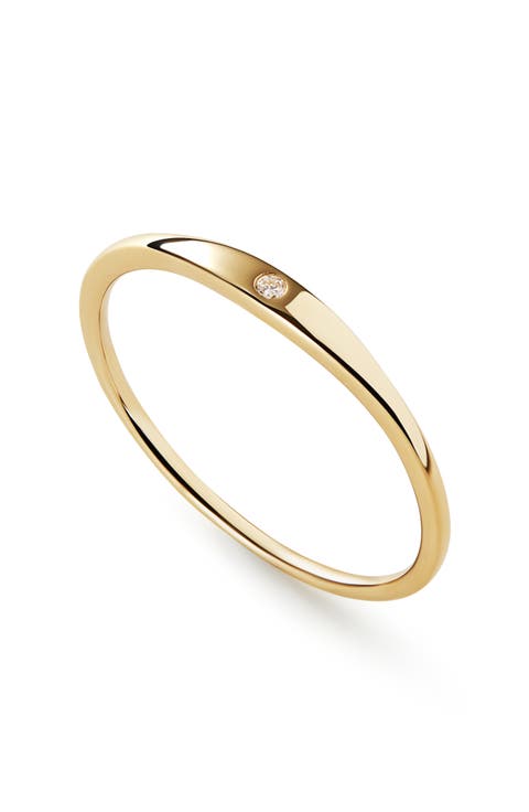 Gold Band Ring - Gold Diamond Signet Ring