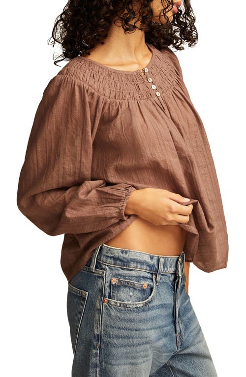 Lucky Brand Easy Smocked Yoke Top In Deep Taupe