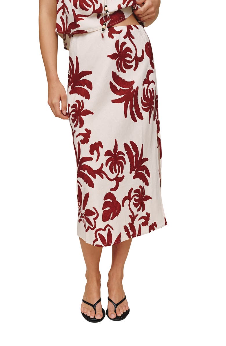 Bella Dahl Floral Linen Blend Midi Skirt, Main, color, Island Damask Print