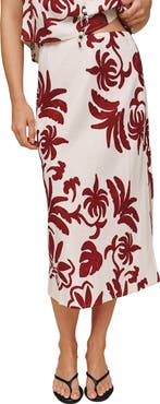 Bella Dahl Floral Linen Blend Midi Skirt