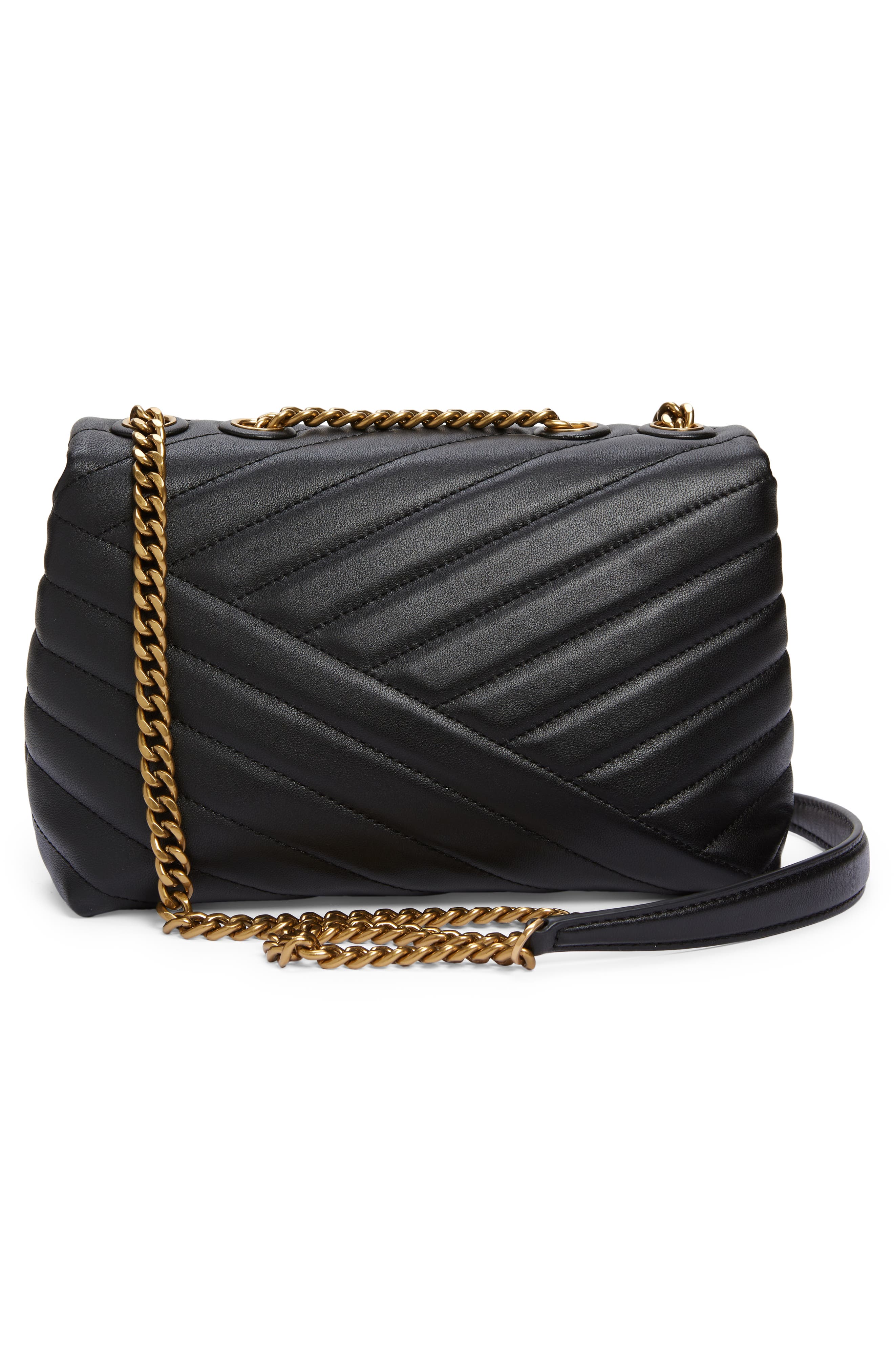 Tory Burch Small Kira Chevron Convertible Shoulder Bag, Alternate, color, Black