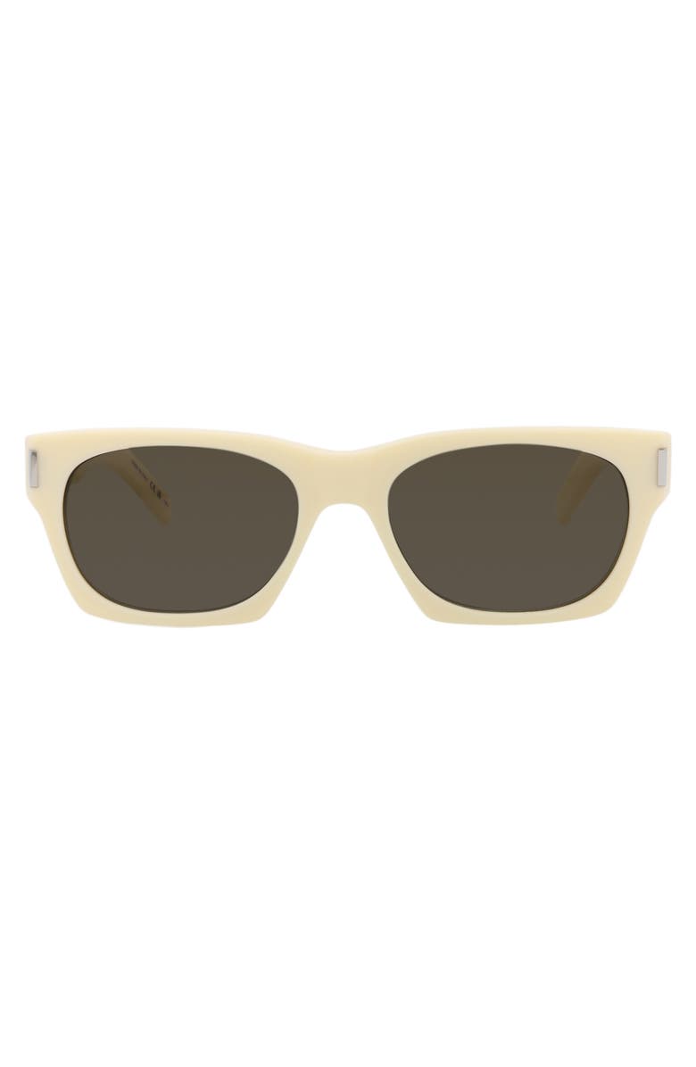 Saint Laurent 54mm Square Sunglasses, Main, color, Ivory Ivory Grey