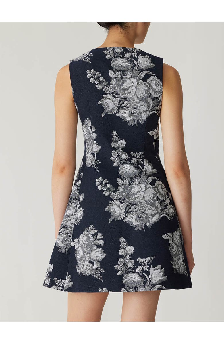 Rebecca Taylor Venice Toile Jacquard Double Breasted Mini Dress, Alternate, color, Indigo Combo