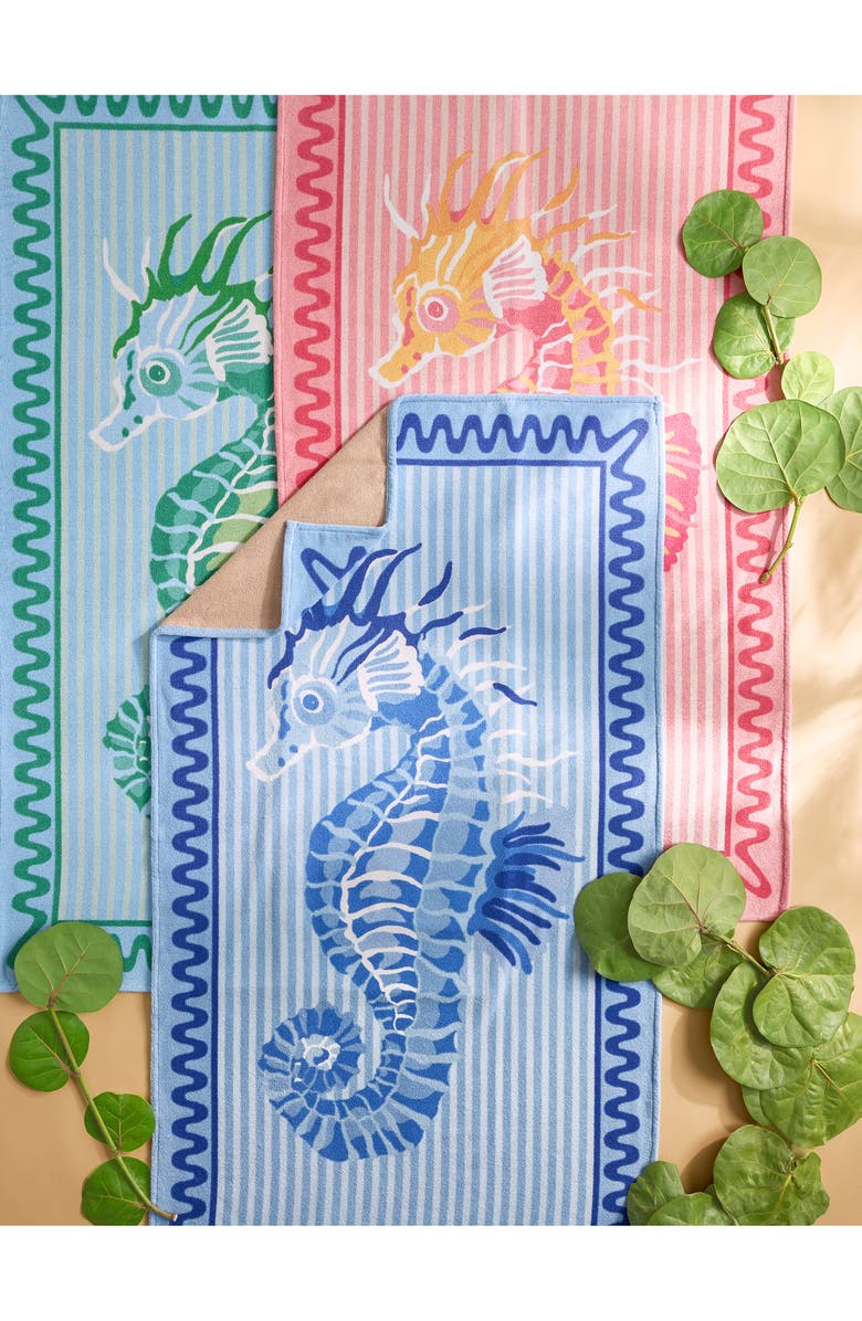 Matouk Seahorse Beach Towel, Alternate, color, Bermuda Blue
