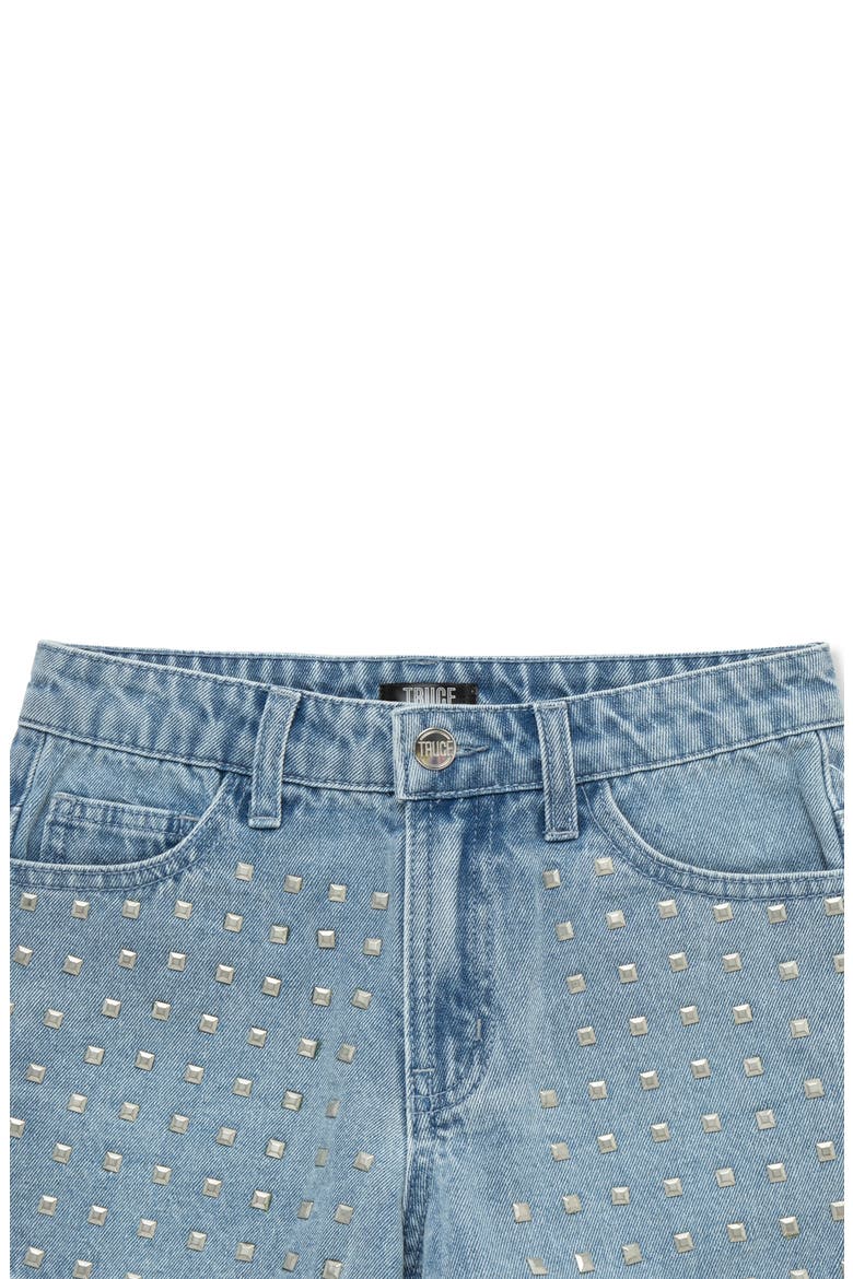 Kids' Studded Denim Shorts, Alternate, color, MED STONE