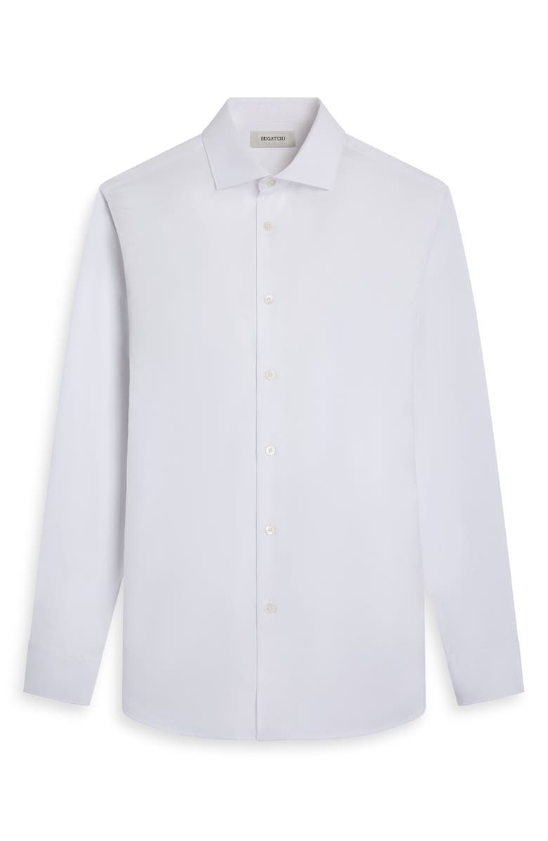 Bugatchi Axel Shaped Fit Stretch Cotton Button-Up Shirt, Alternate, color, White