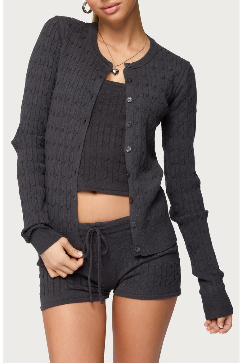 Nella Cable Cardigan, Main, color, DARK-GRAY