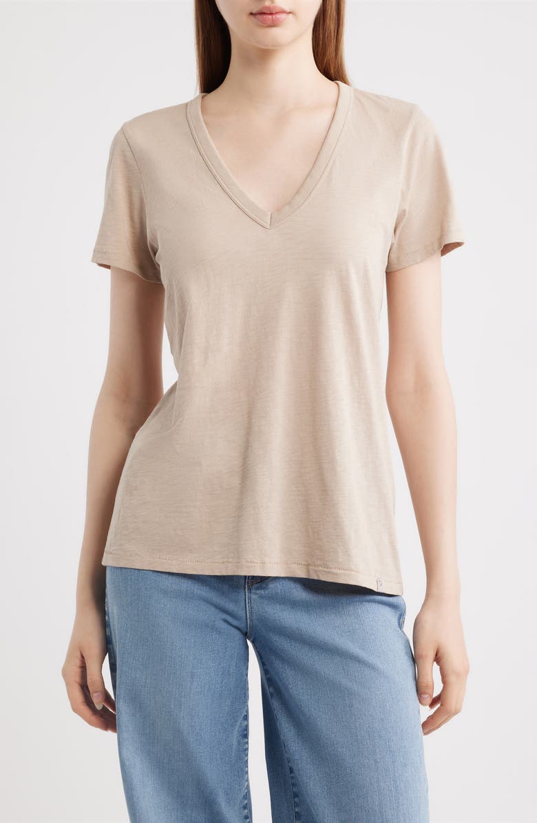 rag & bone The Slub V-Neck T-Shirt, Main, color, Soft Beige