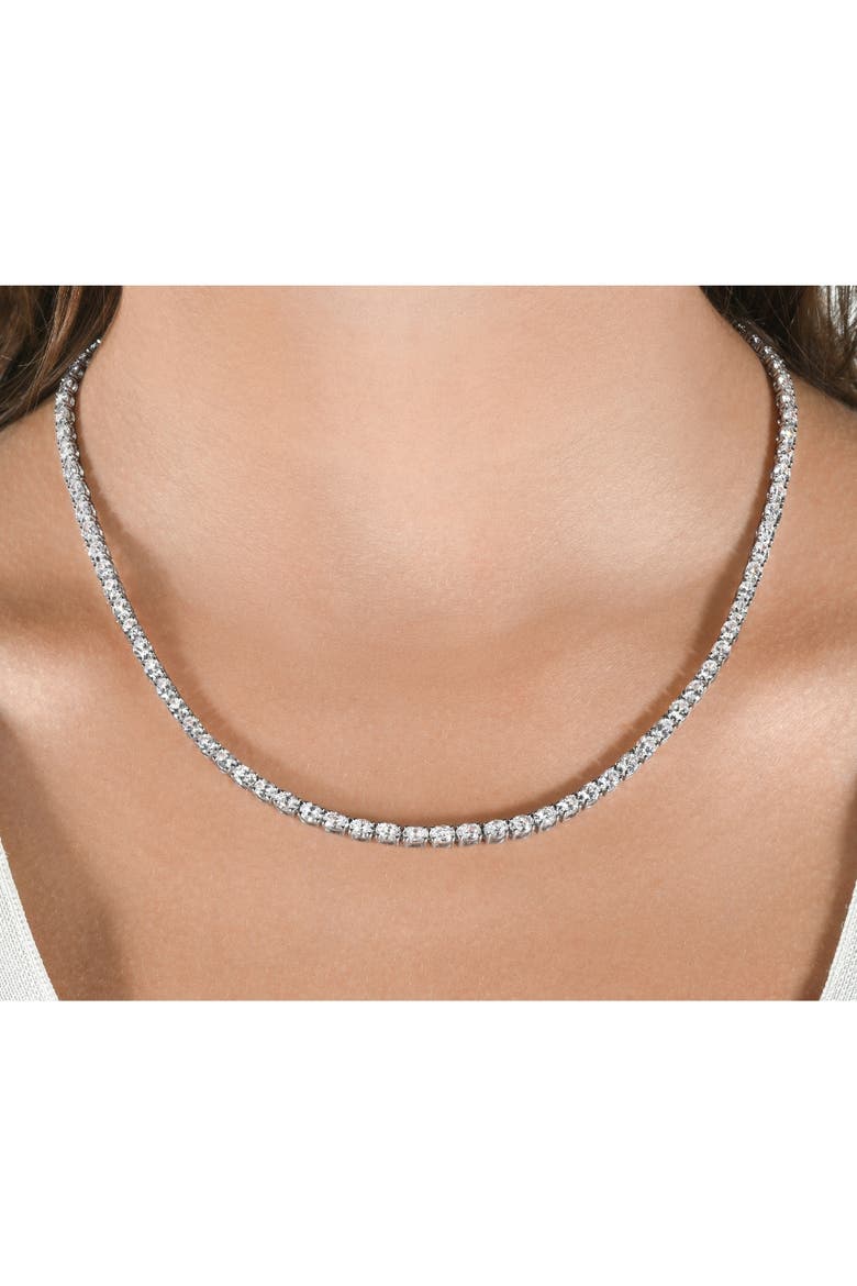 19Ct Oval Diamond Tennis Necklace 14k Gold Lab Grown, Alternate, color, 14k White Gold
