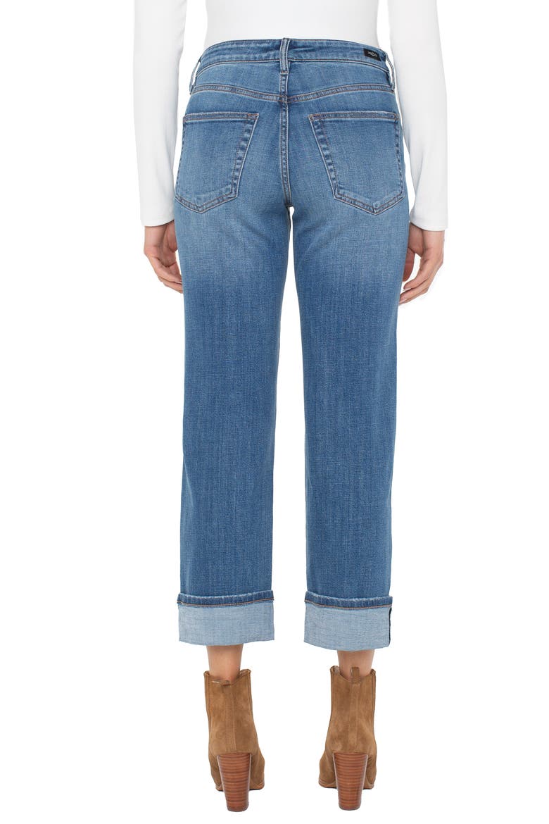Marley High Waist Cuff Girlfriend Jeans, Alternate, color, CAMPUS