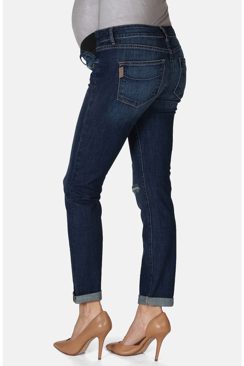 Denim 'Jimmy Jimmy' Skinny Boyfriend Maternity Jeans, Alternate, color, TAWNI DESTRUCTION