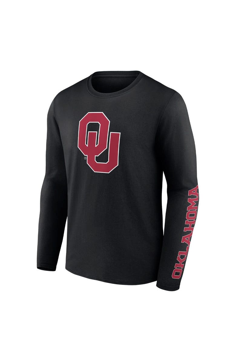 FANATICS Men's Fanatics Branded Black Oklahoma Sooners Double Time 2-Hit Long Sleeve T-Shirt, Alternate, color, 