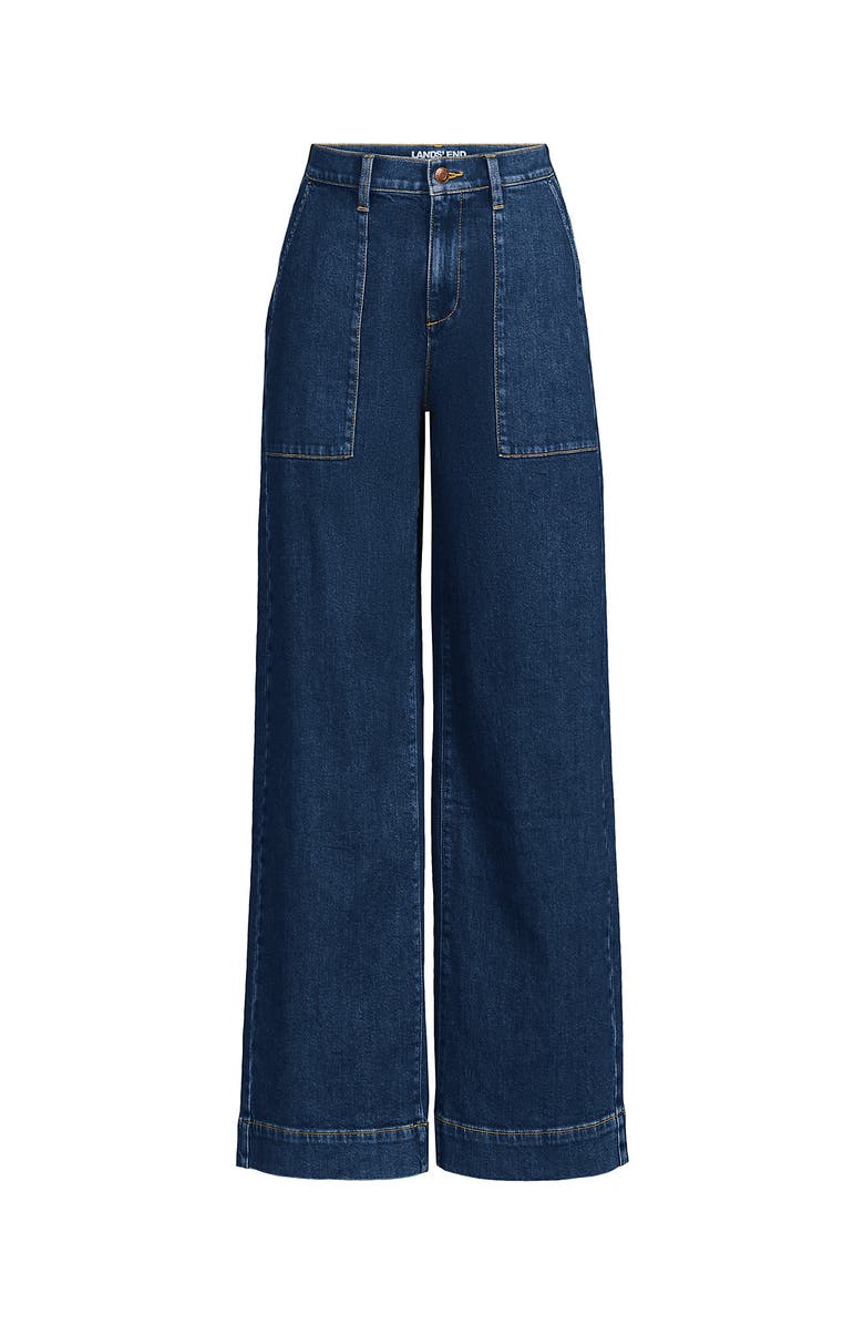 Lands' End Soft Denim High Rise Wide Leg Utility Jeans, Alternate, color, 