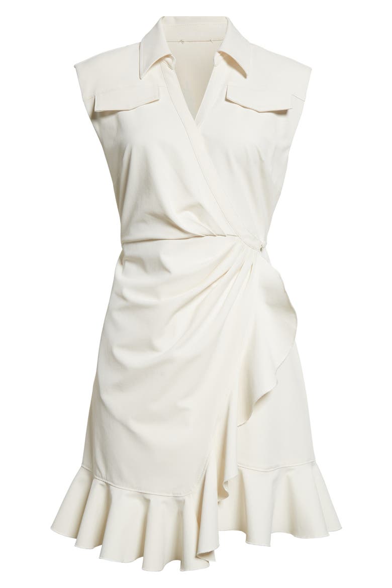 Zenni Ruffle Sleeveless Wrap Dress, Alternate, color, IVORY