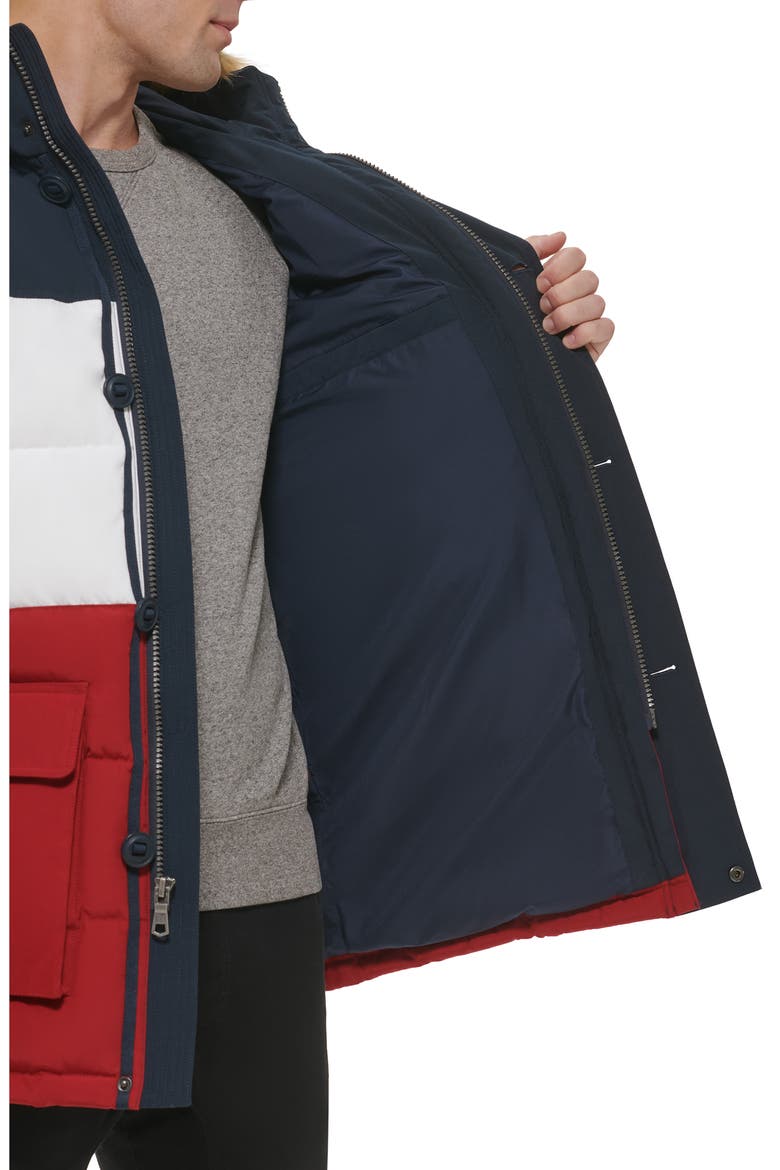 Arctic Cloth Hooded Parka, Alternate, color, NAVY/WHITE/RED