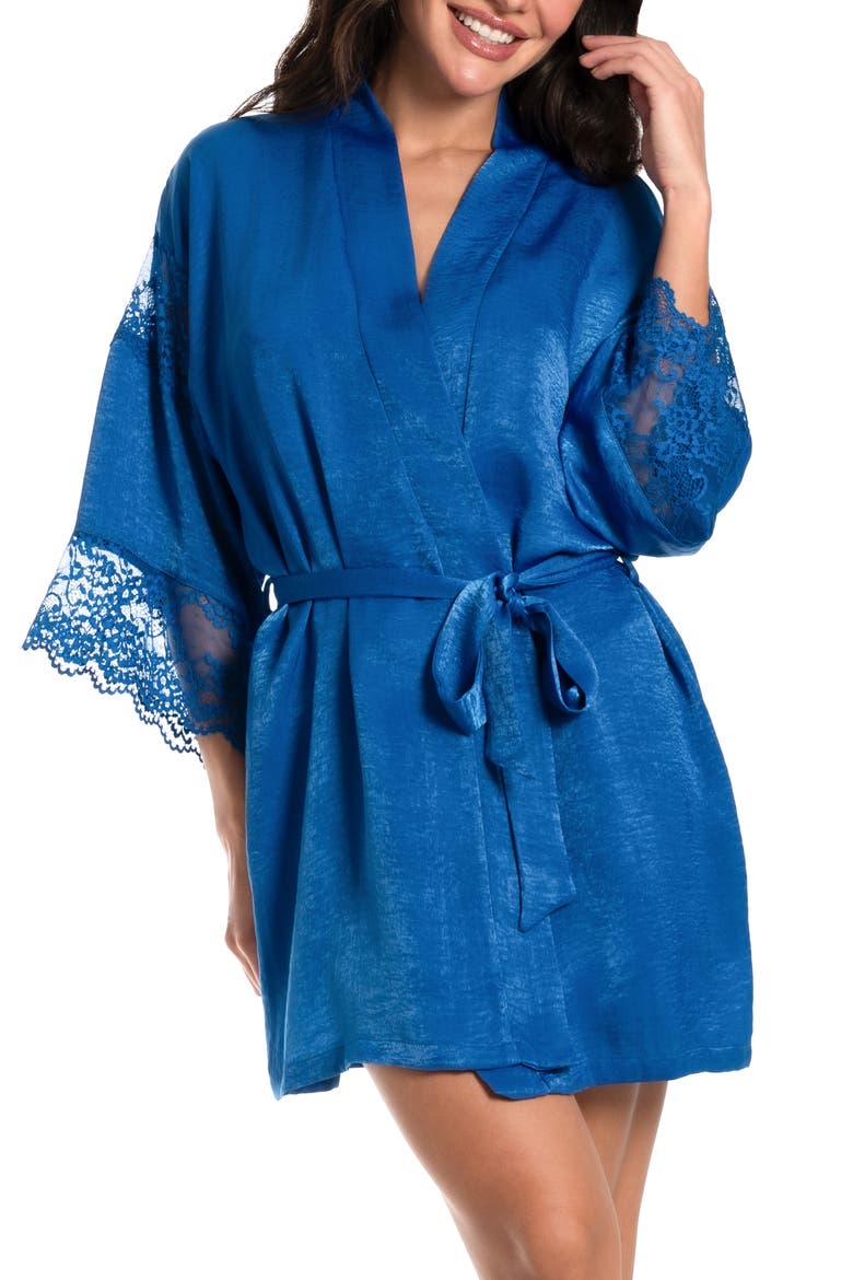 Lace Trim Satin Wrap, Main, color, TRUE BLUE