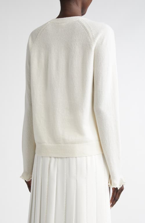 Lafayette 148 New York Hand Beaded Faux Pearl Cashmere Sweater In Cloud