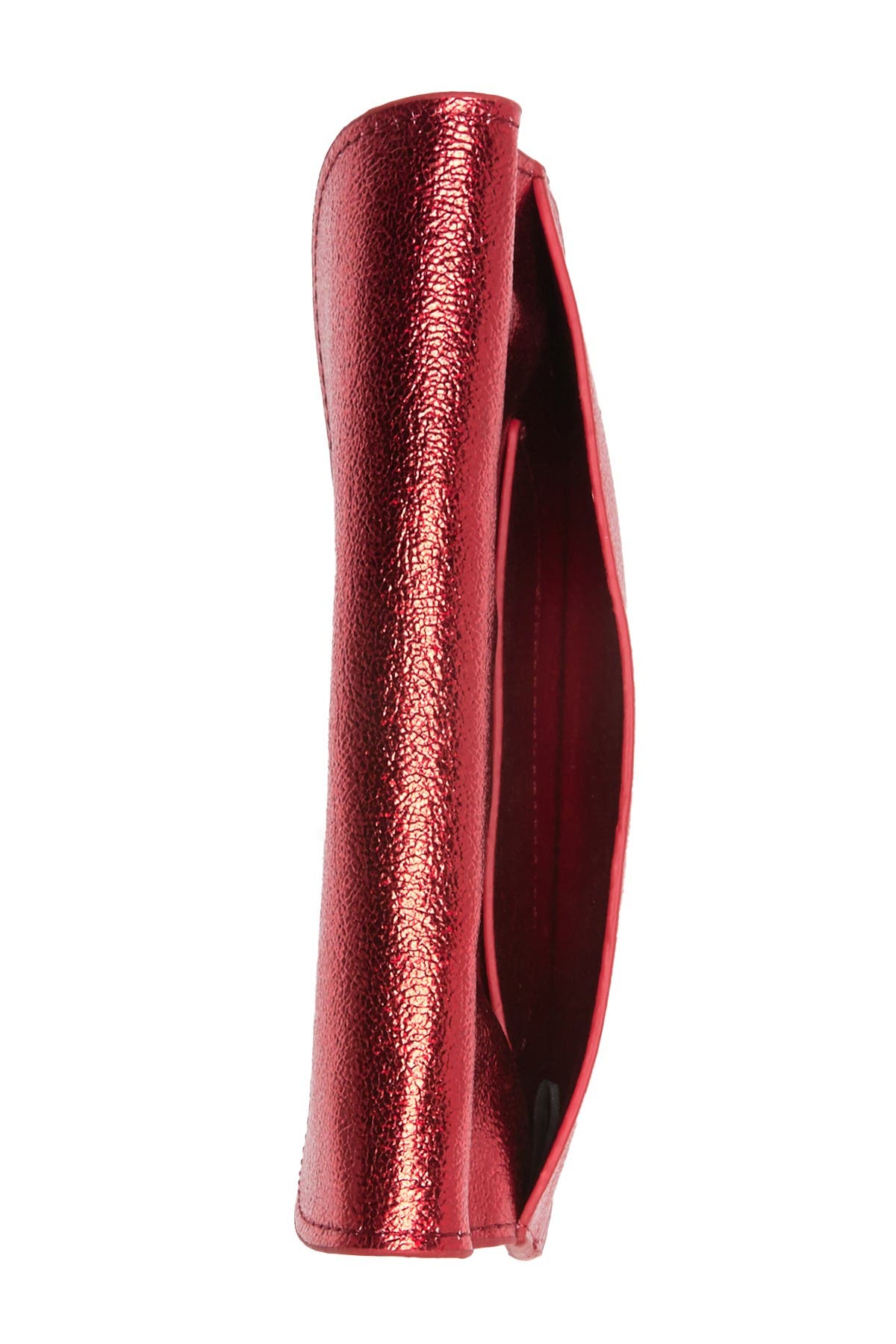 Trouve Reese Faux Leather Ring Crossbody Bag, Alternate, color, METALLIC RED