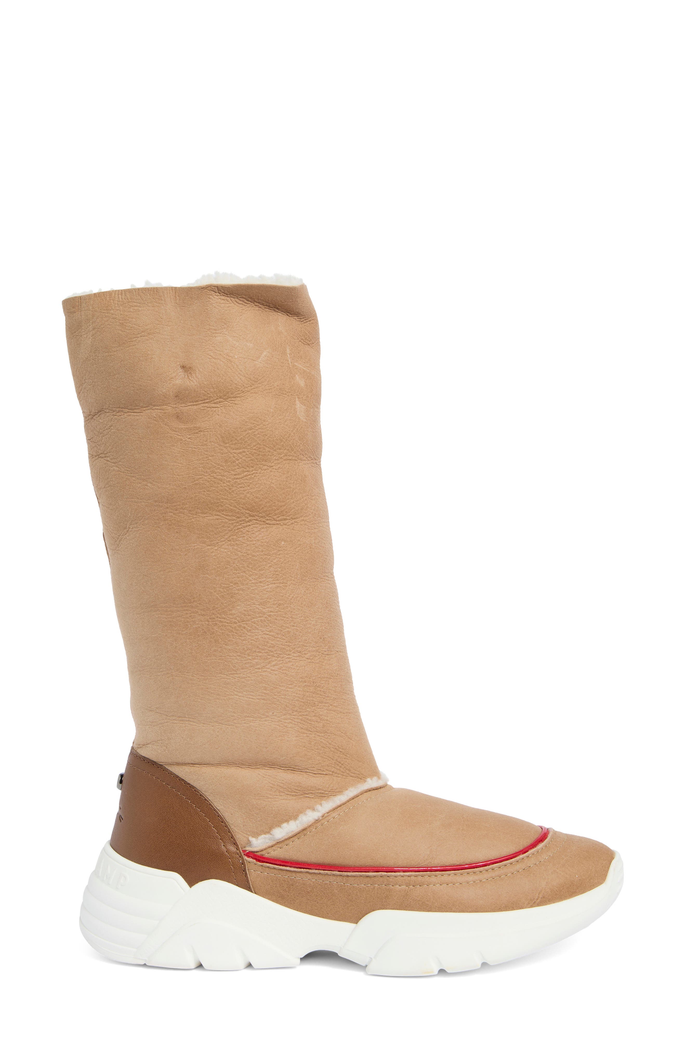 Longchamp Fleece Lined Tall Boot, Alternate, color, Natural