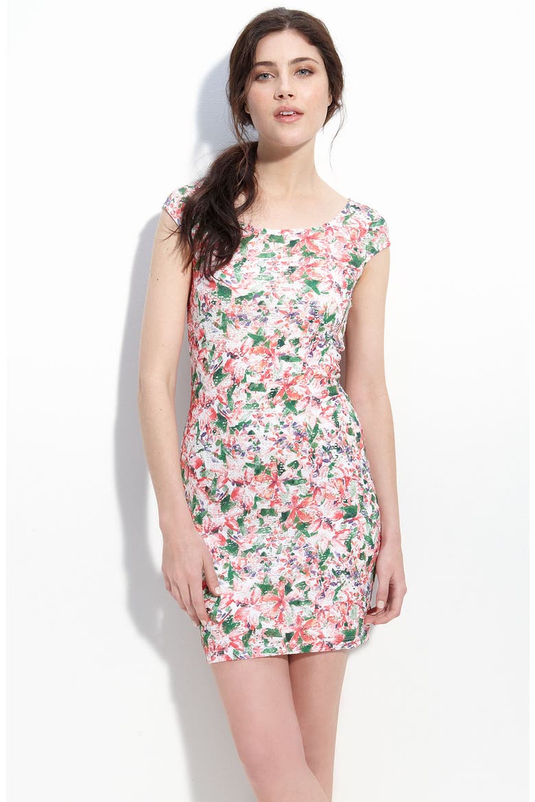Printed Lace Dress, Main, color, IVORY COMBO