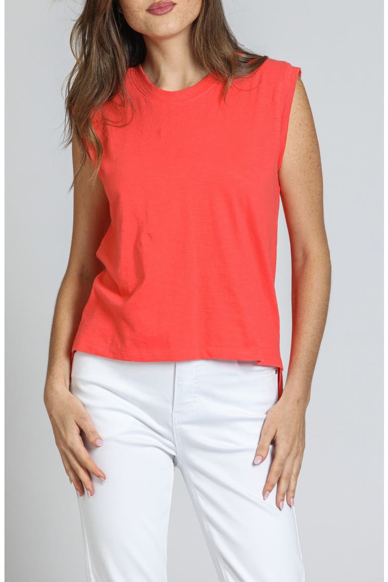 High-Low Hem Muscle Tee, Main, color, HOT CORAL