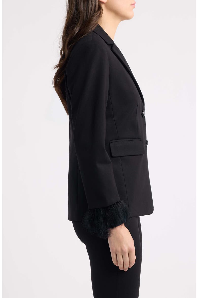 Feather Cuffed Blazer, Alternate, color, ANNE BLACK