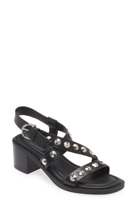 Geo Stud Block Heel Sandal (Women)