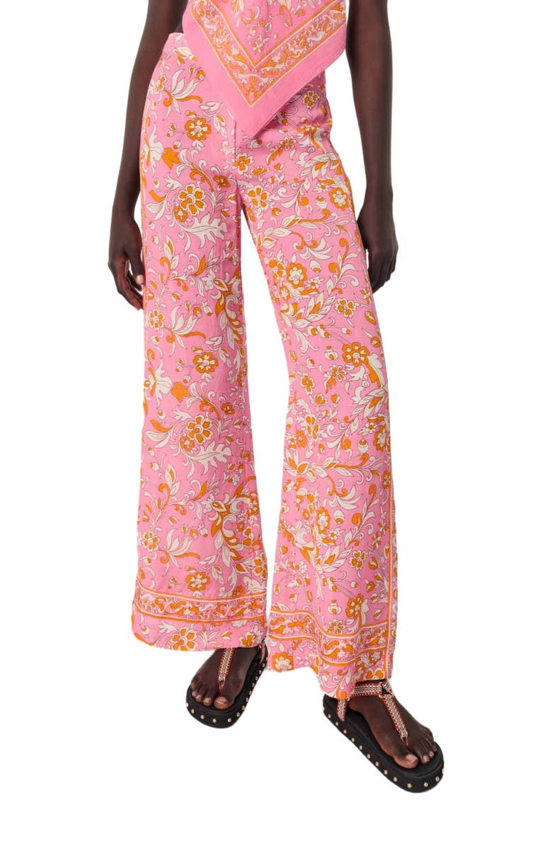 maje Patterned linen trousers, Main, color,