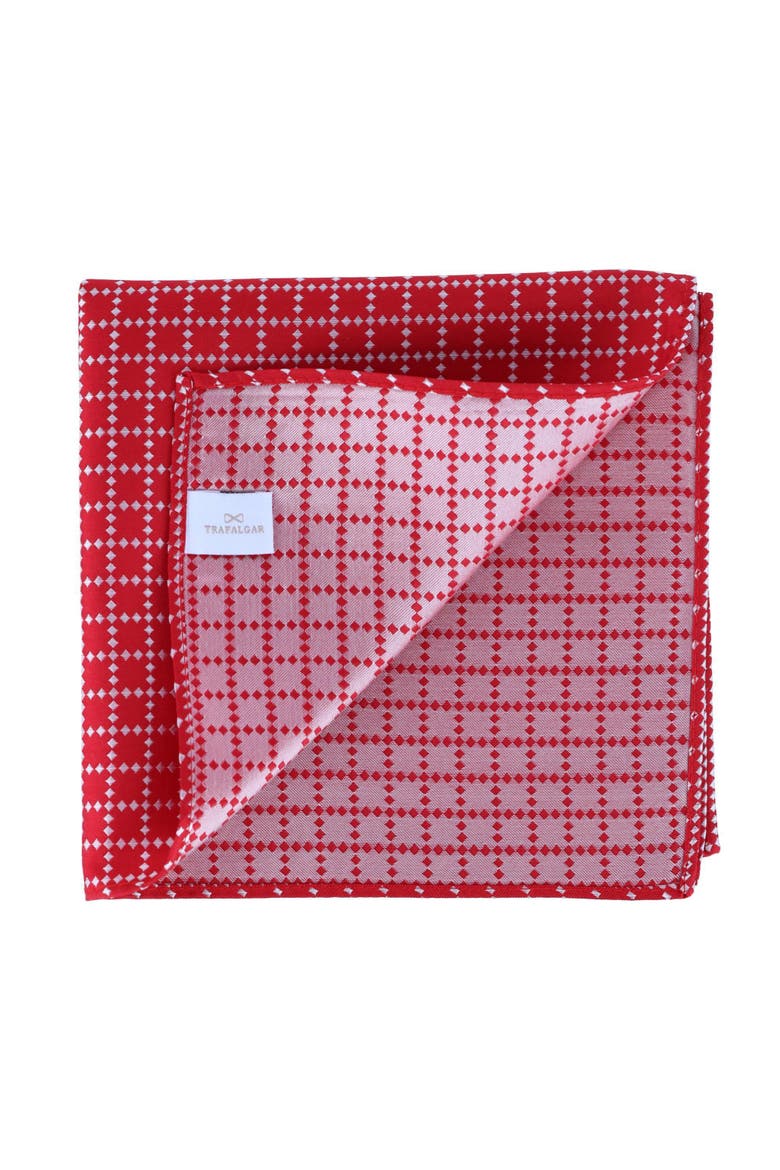 Rowan Geometric Pattern 12x12 Silk Pocket Square, Alternate, color, Red