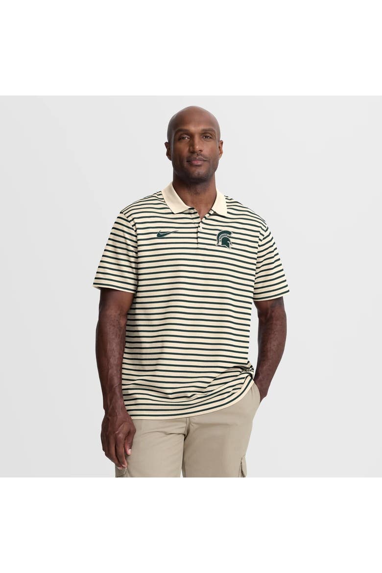 Men's Nike Cream Michigan State Spartans Primary Logo Striped Dri-FIT Polo, Main, color, Cream