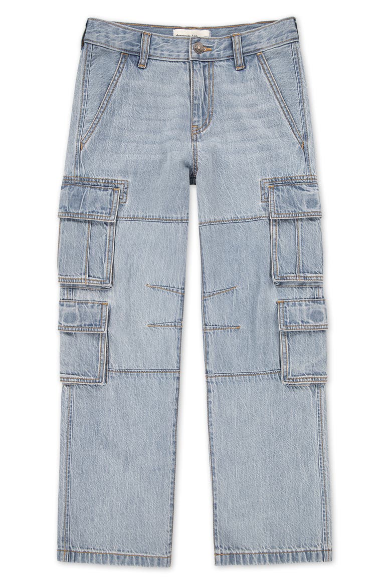 Kids' Baggy Denim Cargo Pants, Main, color, LCMGOAT