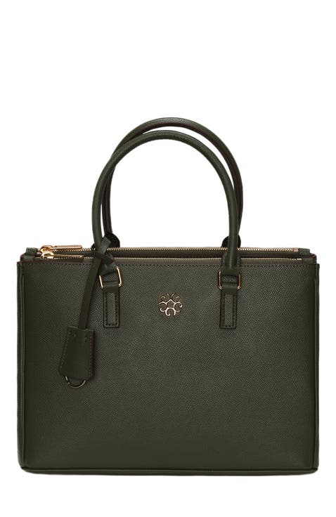 Top Handle Leather Purse with Crossbody Strap