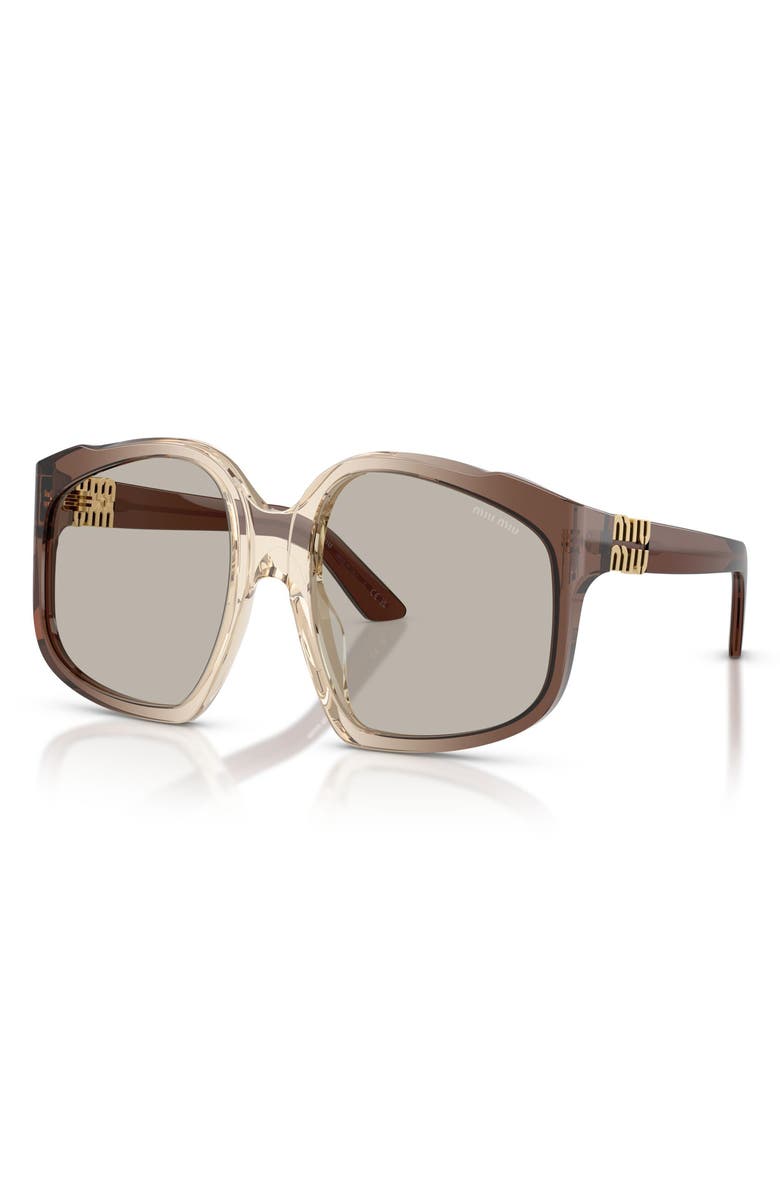 Miu Miu 59mm Polarized Irregular Sunglasses, Alternate, color, Brown Gradient / Light Brown