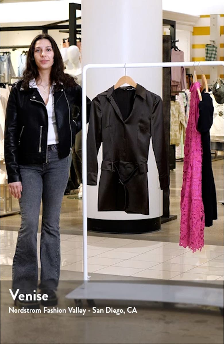 Kate Long Sleeve Satin Cargo Minidress, sales video thumbnail