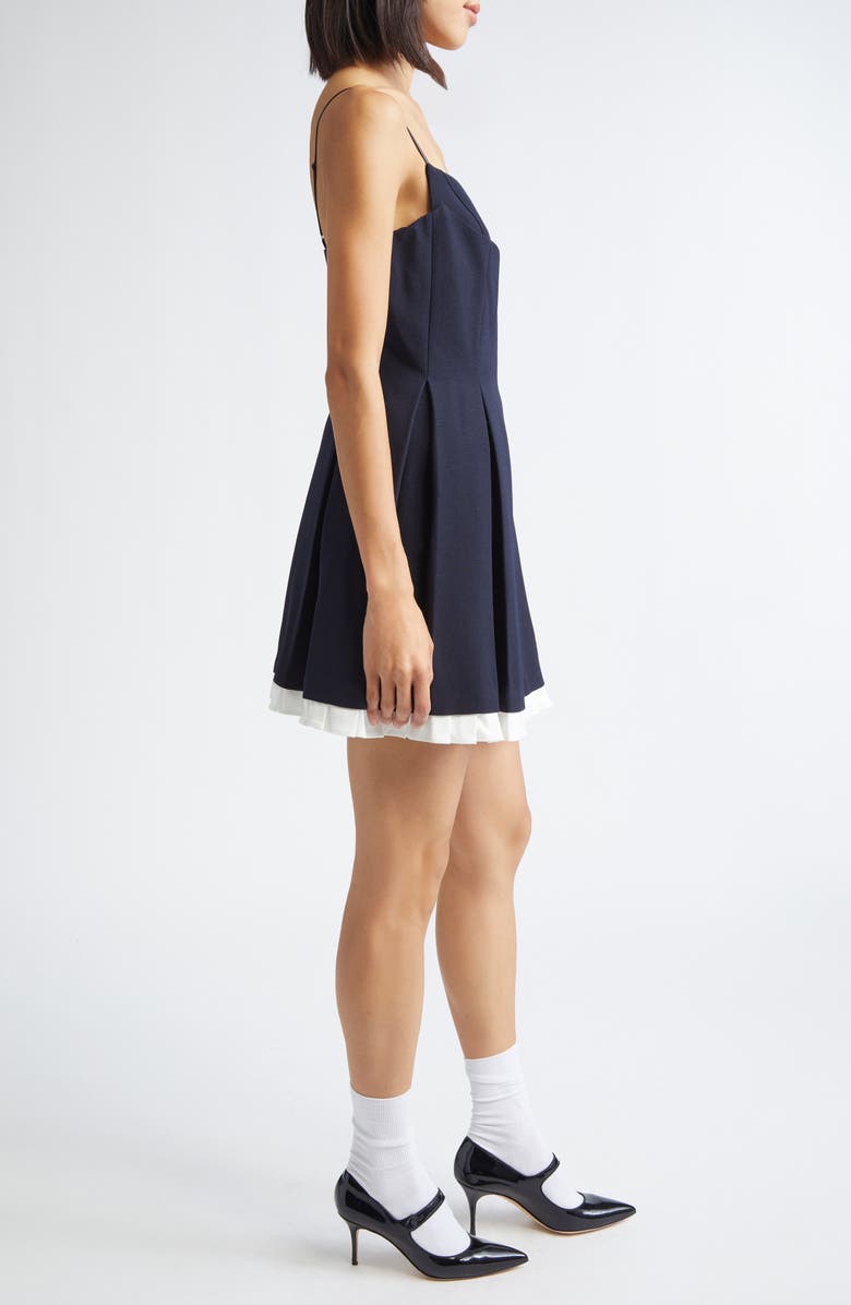 Pleated Wool Grain de Poudre Minidress