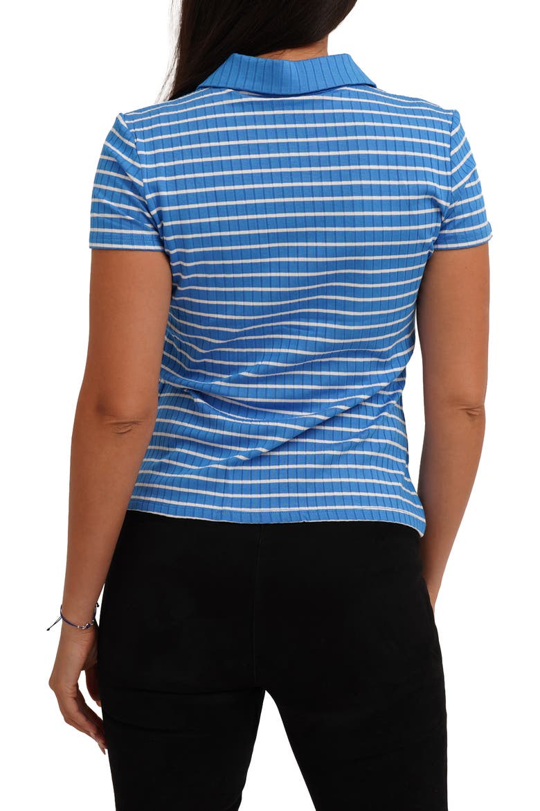 Stripe Rib Button-Up Knit Top, Alternate, color, FRENCH BLUE/ BONE