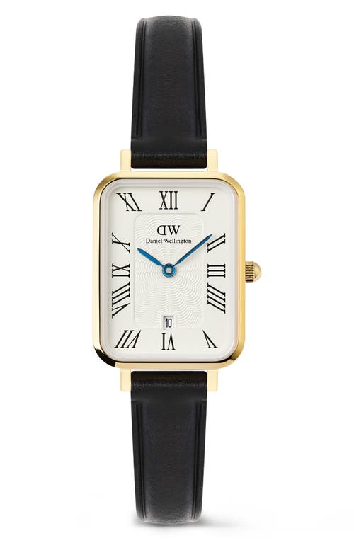 Daniel Wellington Quadro Leather Strap Watch, 20mm X 26mm In Black