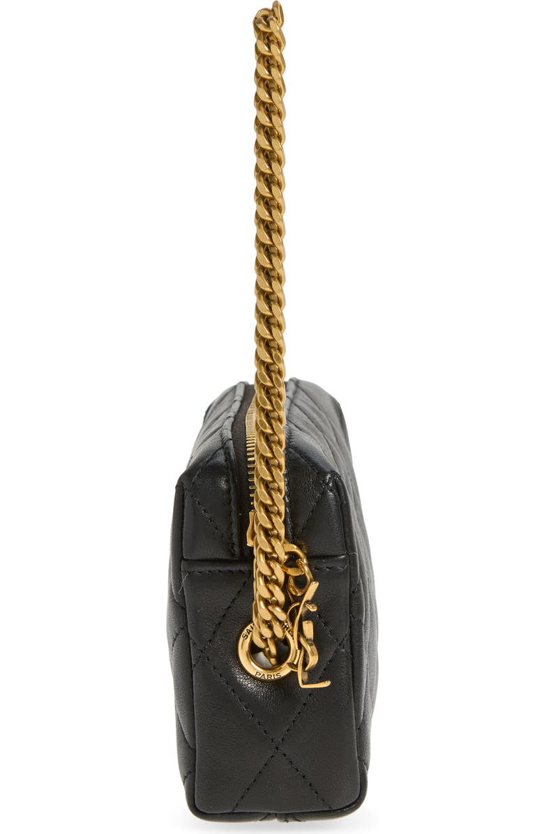 Saint Laurent Cassandre Bijou Matelassé Leather Wristlet, Alternate, color, Black