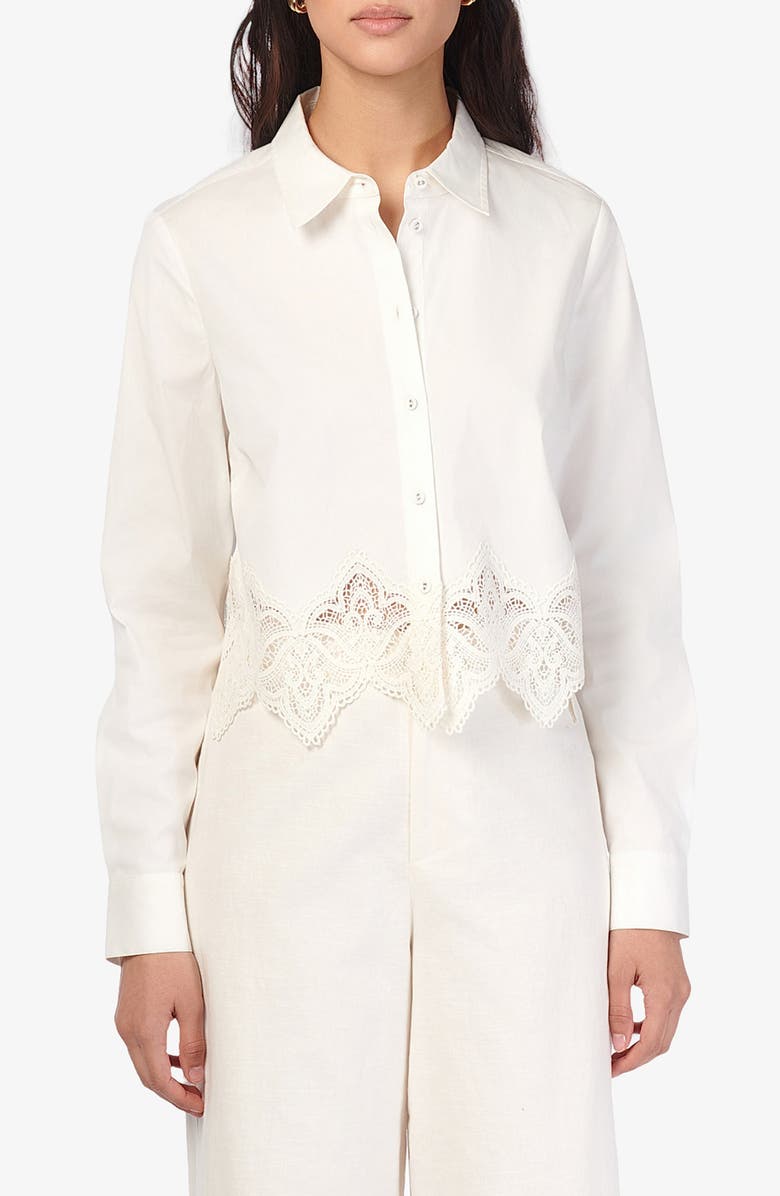 CAMI NYC Cielo Lace Trim Crop Shirt, Main, color, 