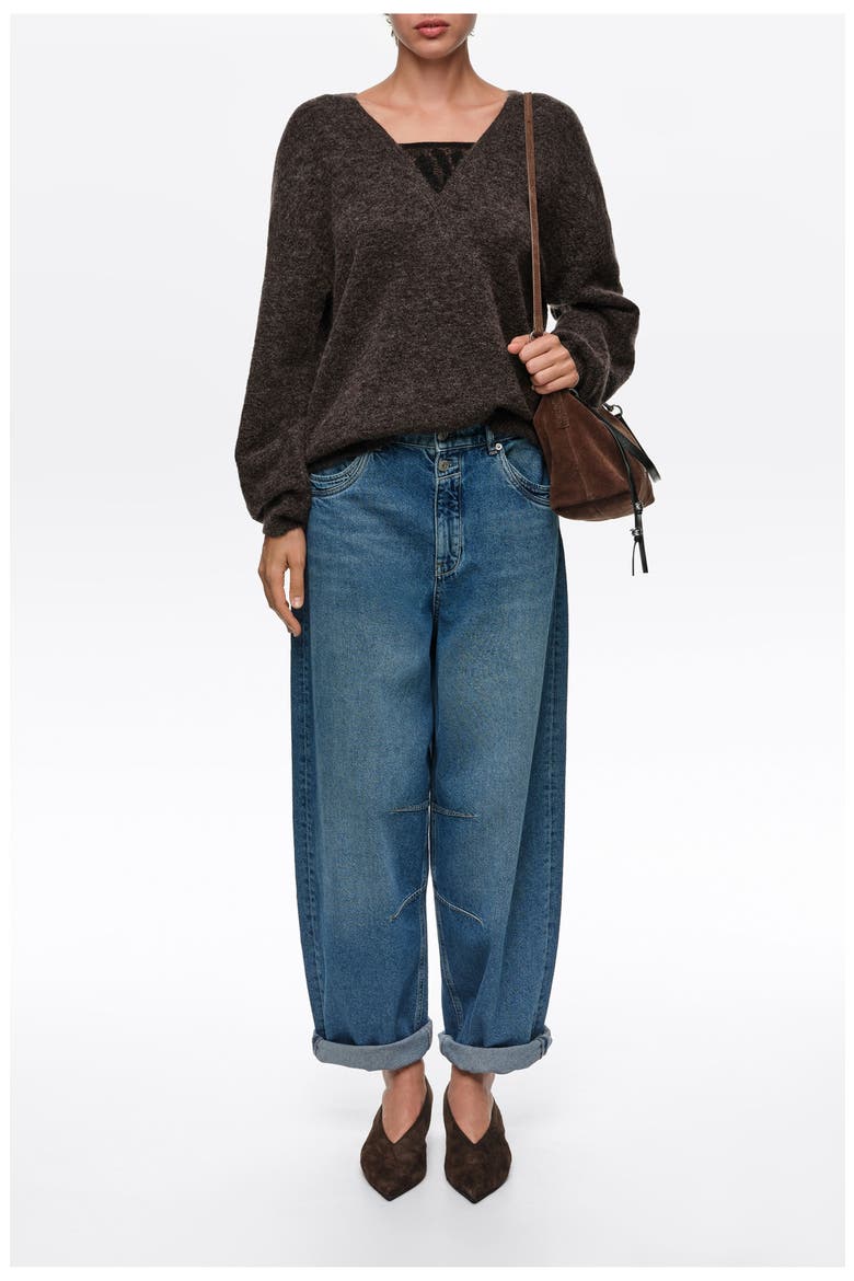 Mohair V-Neck Oversize Sweater, Alternate, color, DARK TAUPE